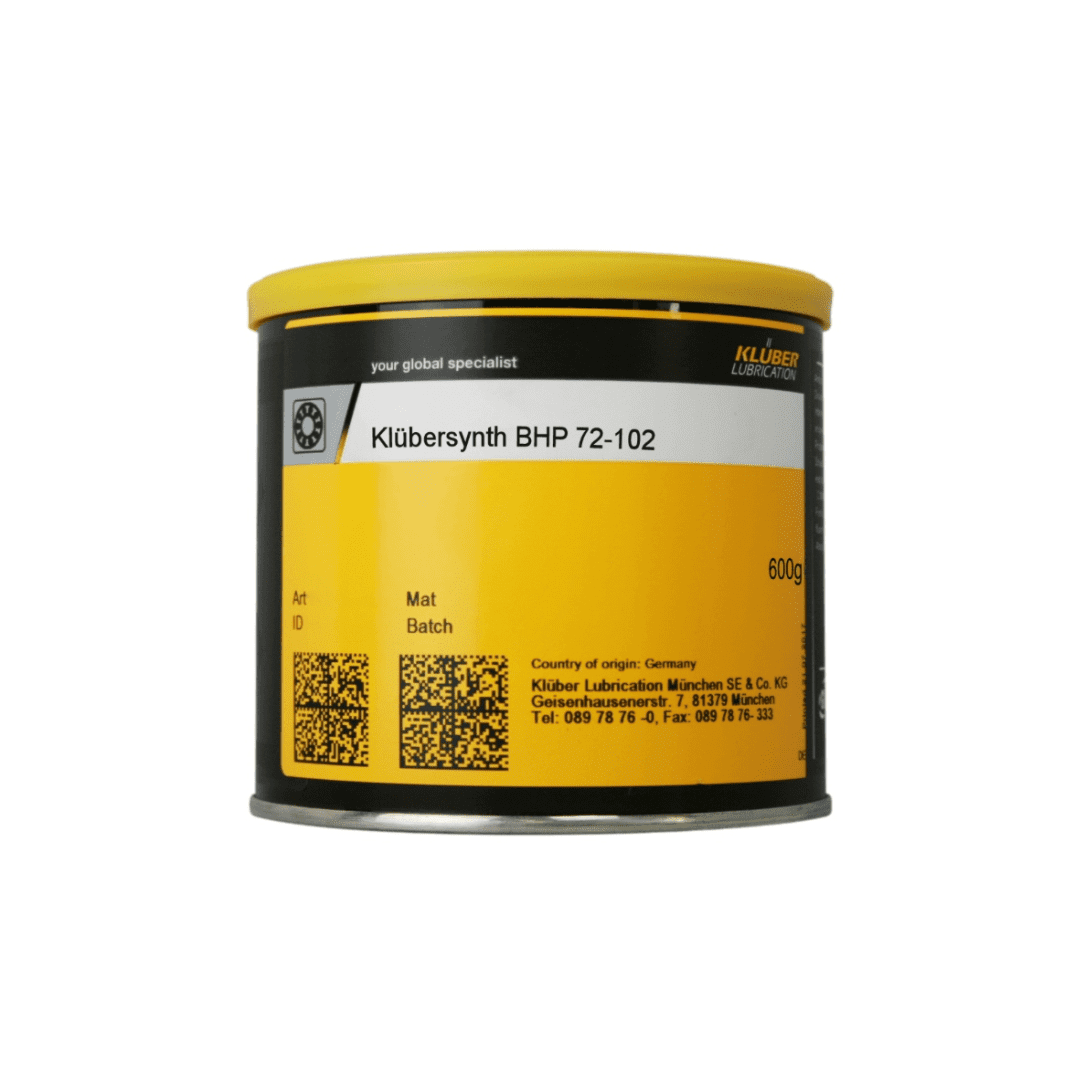 600 g container of Klüber Klübersynth BHP 72-102, a high-temperature grease for demanding applications.